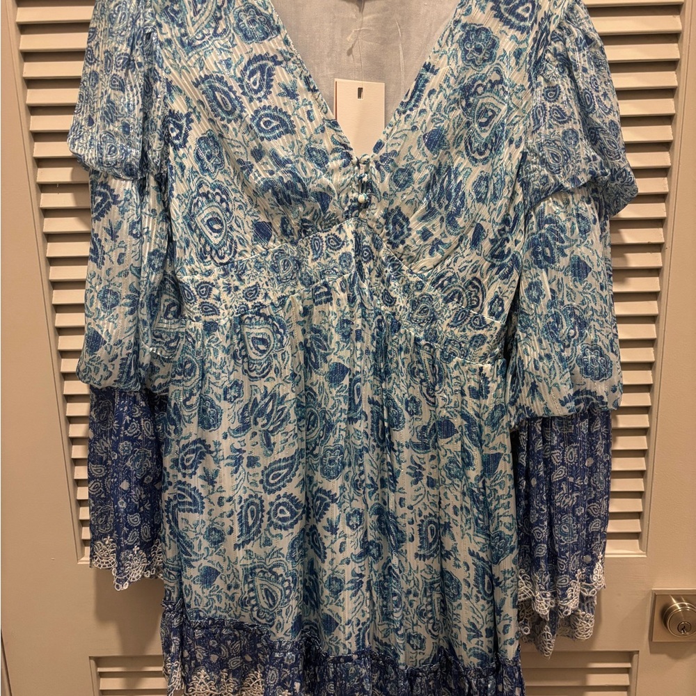 Bohemian Blue and White Dress